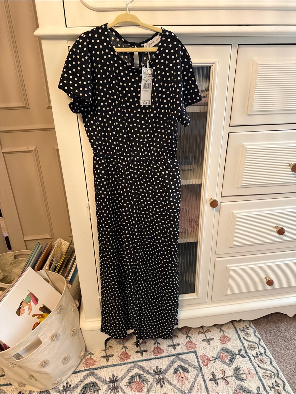 Mango Black and White Polka Dot Kids One-Piece jumper   Size 9-10. NWT